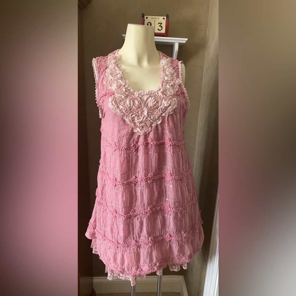 PRETTY ANGEL TOP/ DRESS TWILA LADIES VINTAGE ROMANTIC VICTORIAN Dusty roses M